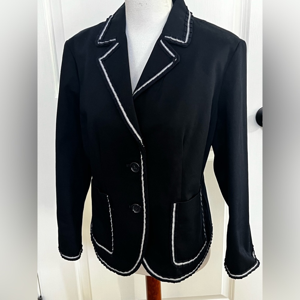 J. Crew Navy Blue Blazer with White Piping